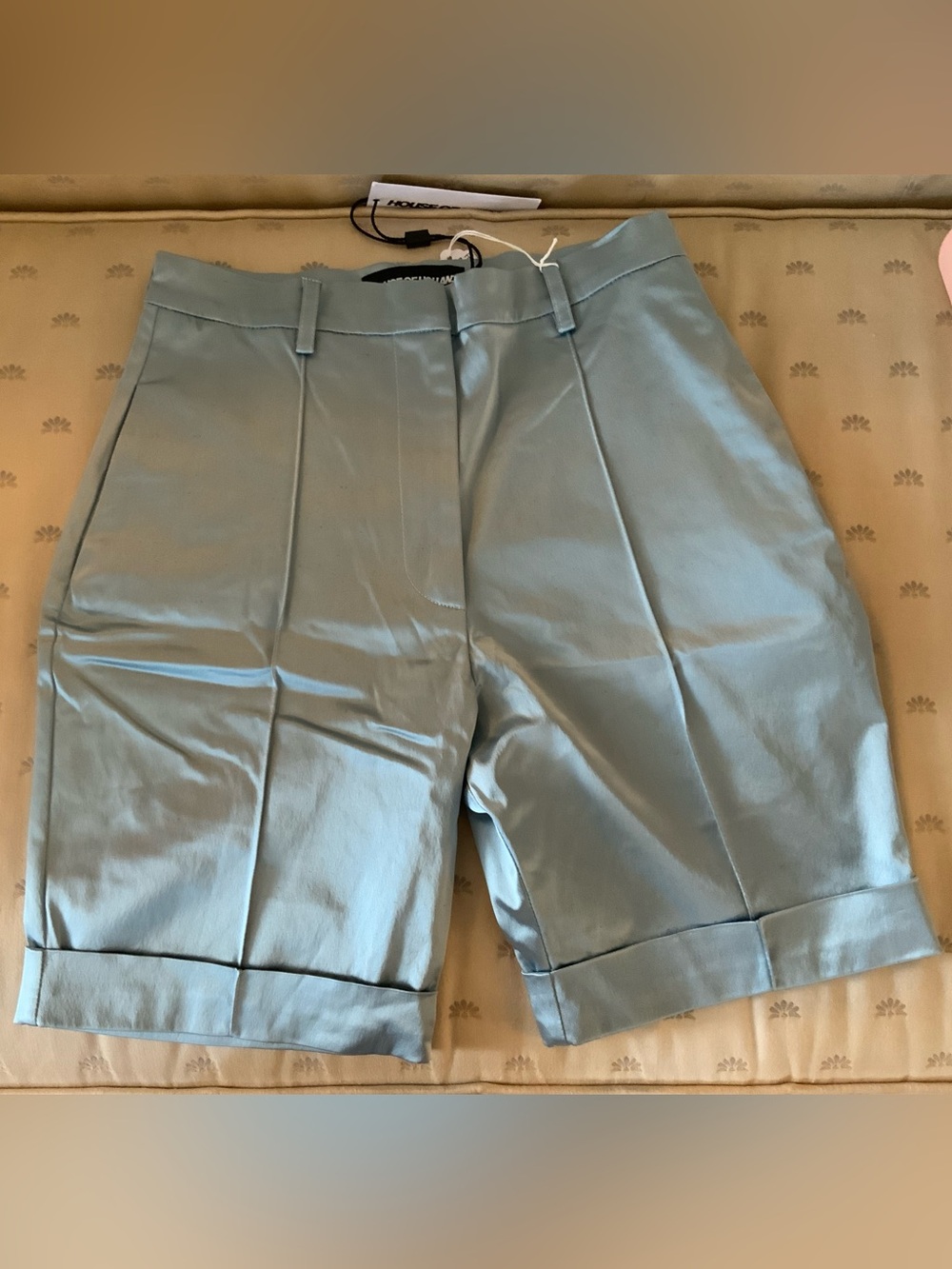 House of Holland Pale Blue Satin Tailored Bermuda Shorts US 2 NWT